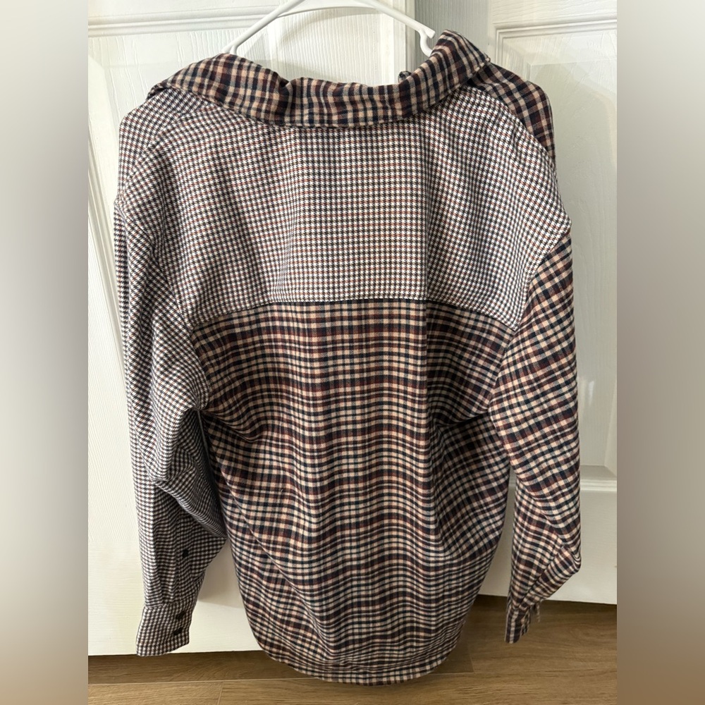Abercrombie Flannel Button Up Checkered Shirt Black and Brown New With Tags - Picture 9 of 9